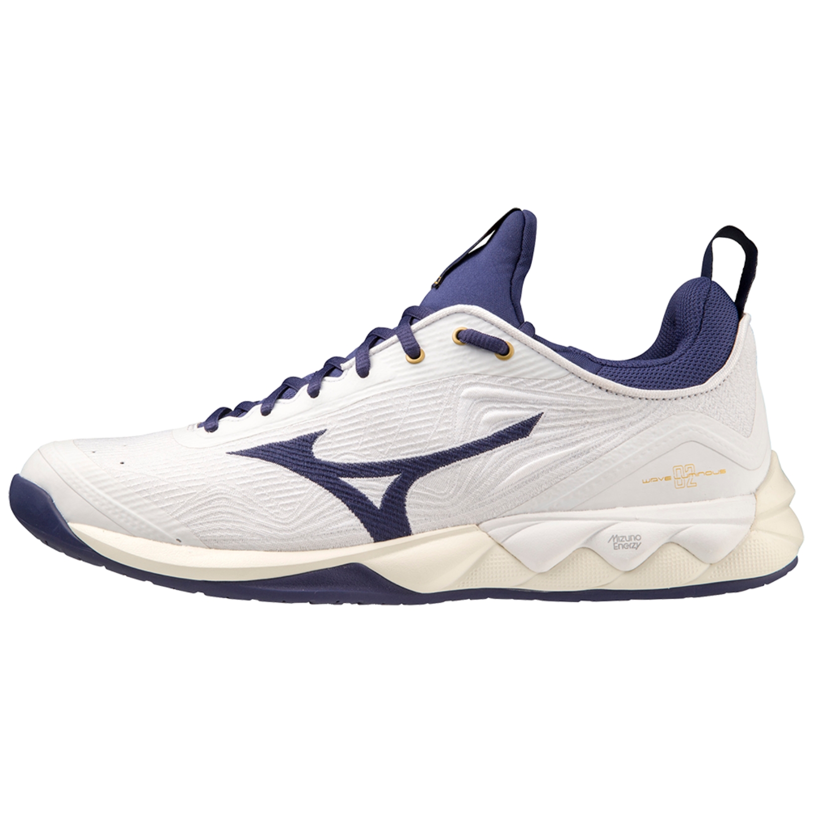 Mizuno WAVE MIRAGE 5 - Volleyball shoes - white/blue ribbon/gold/white 